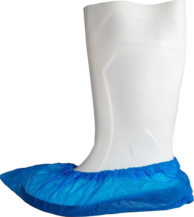 Skoovertræk, PE m/elastik, 44 cm, blå, 50 stk