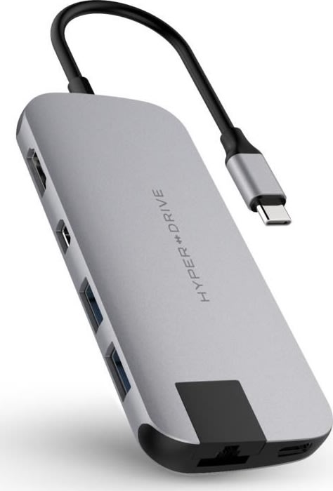 Hyper Slim 8-i-1 USB-C Hub, grå