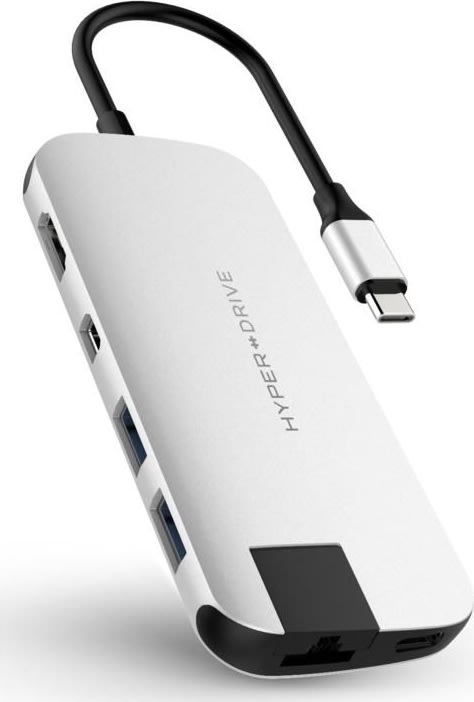 Hyper Slim 8-i-1 USB-C Hub, sølv