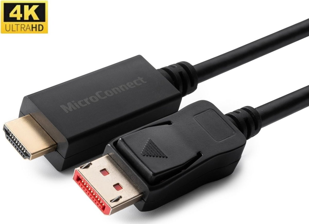 MicroConnect 4K DisplayPort 1.4 – HDMI kabel, 1m