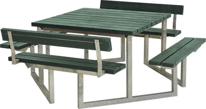 Plus Twist bord/bænkesæt m/2 Ryglæn, ReTex, Grøn