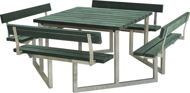 Plus Twist bord/bænkesæt m/4 Ryglæn, ReTex, Grøn