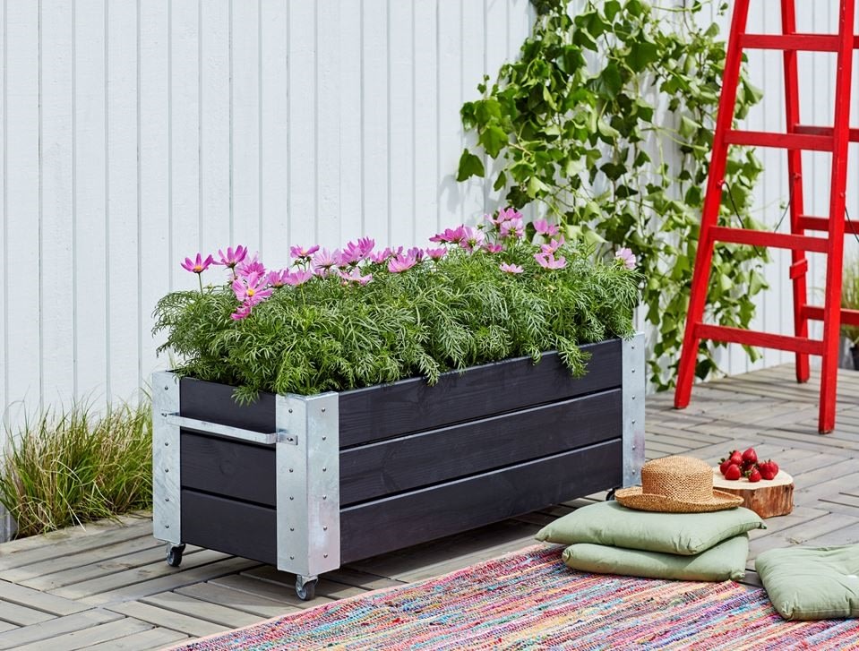 Plus Cubic Blomsterkasse 120x50x45 cm, sort