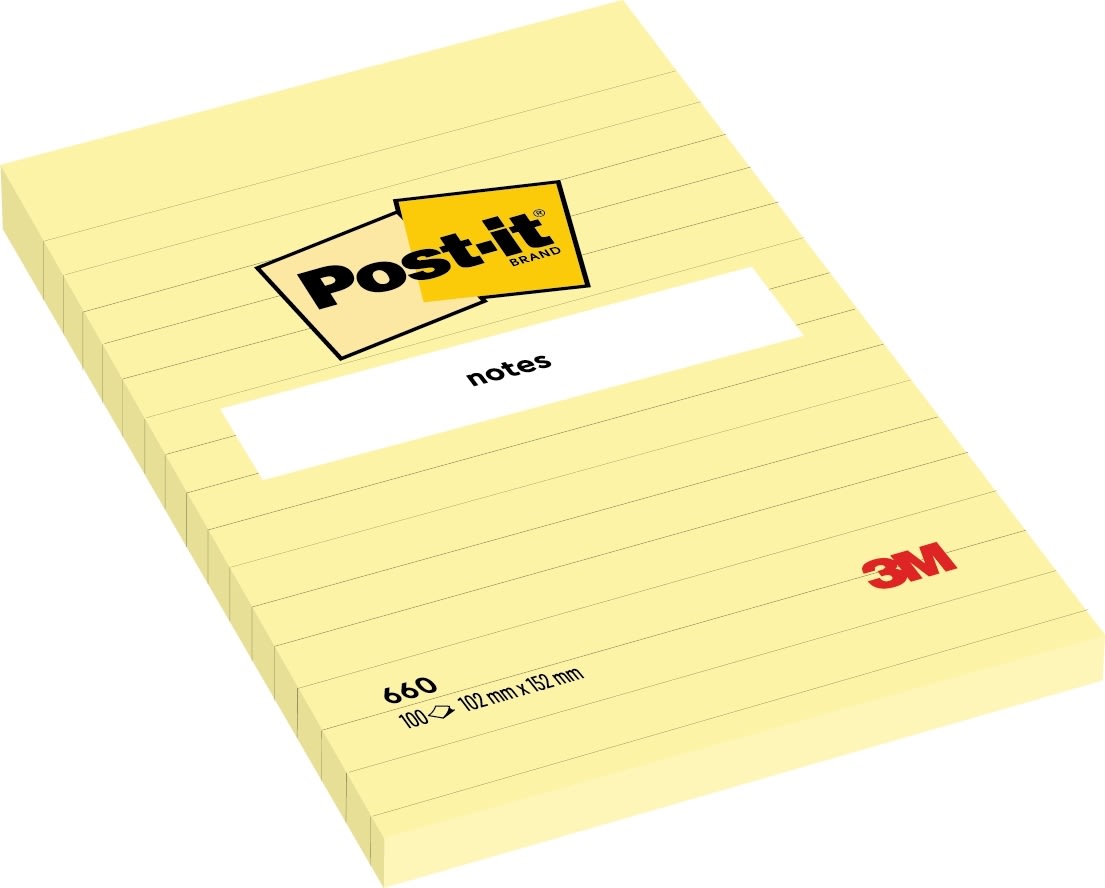 Post-it Notes | 102x152 mm | Linjeret | Gul