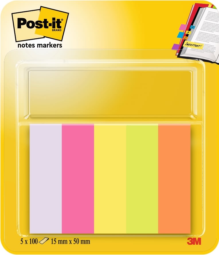 Post-it Indexfaner | 15x50 mm | 5 farver