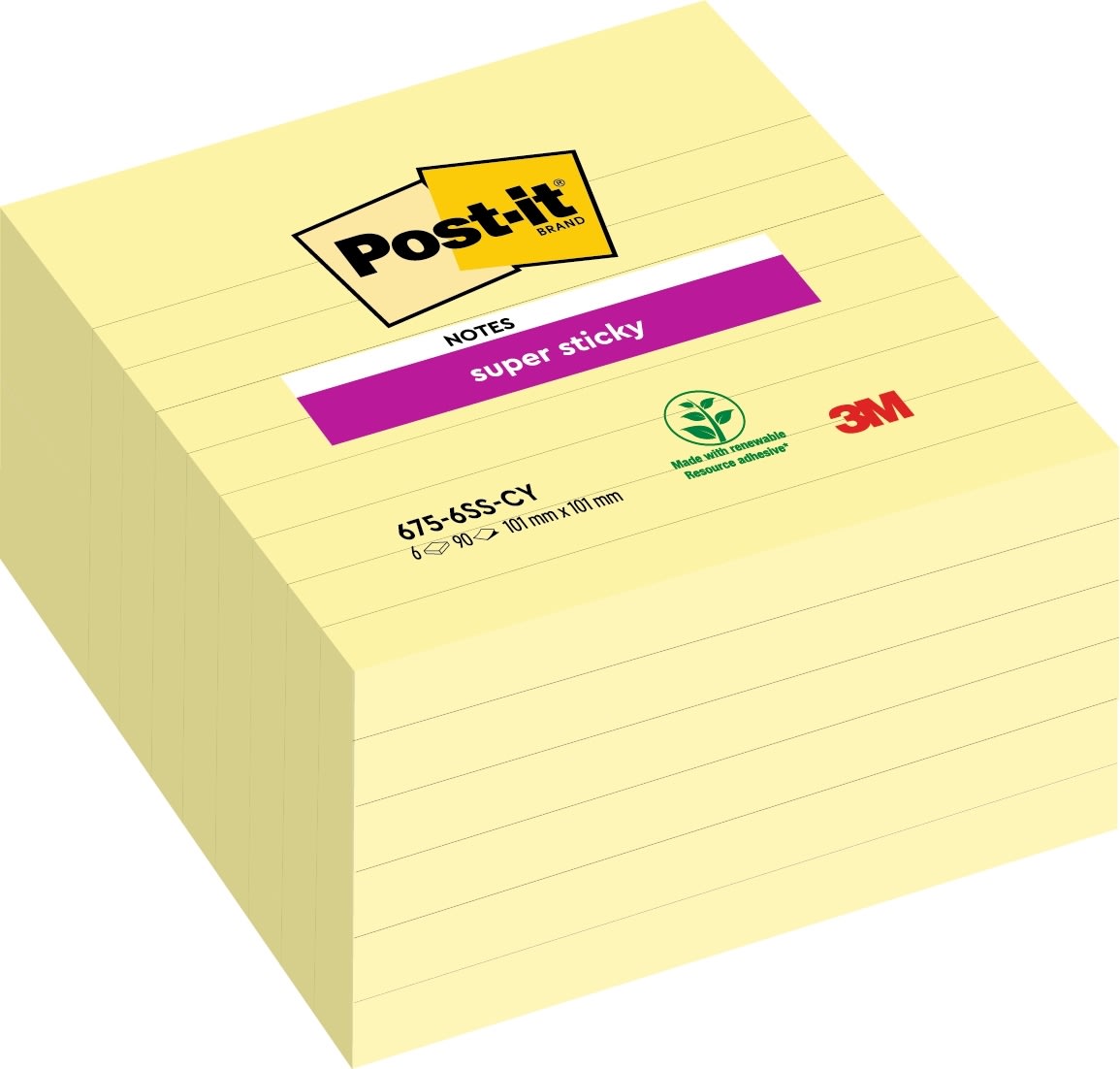 Post-it Super Sticky Notes | 101x101 mm | L | Gul