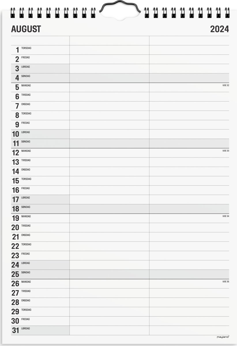 Mayland 2024 Familiekalender Sort/ hvid | 2 | Lomax A/S