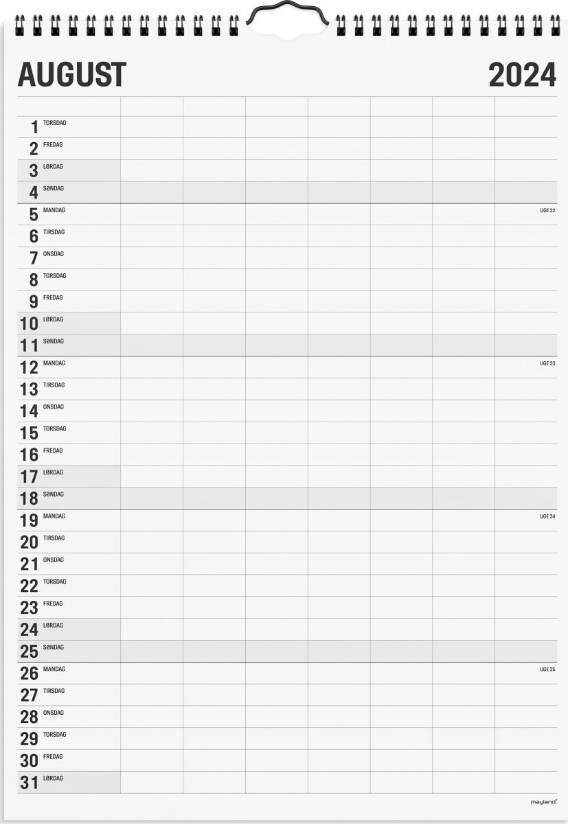 Mayland 2024 Familiekalender | Sort/ hvid | 7 kol.