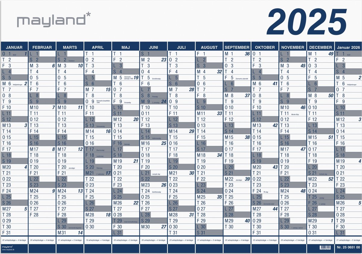 Mayland 2025 Kæmpe kalender | 1x13 mdr. | Plast