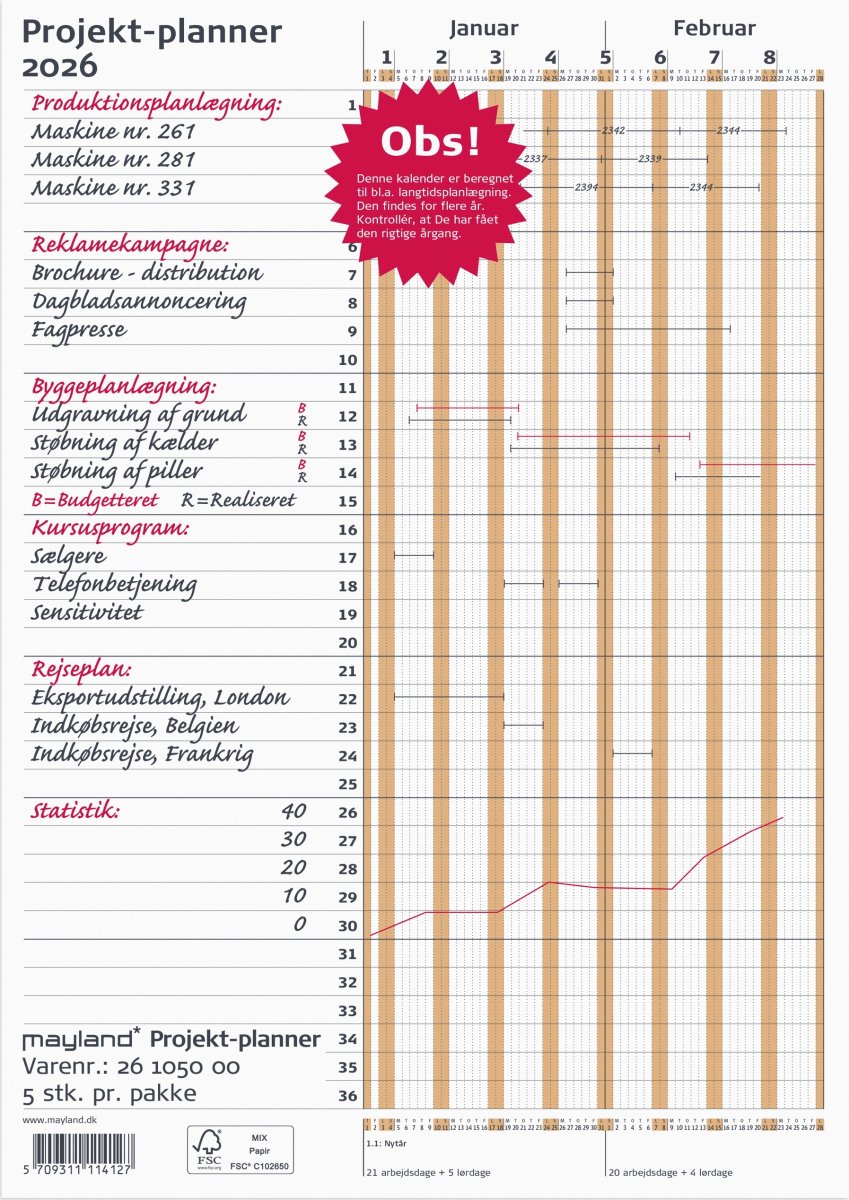 Mayland 2026 Projekt Planner, brun