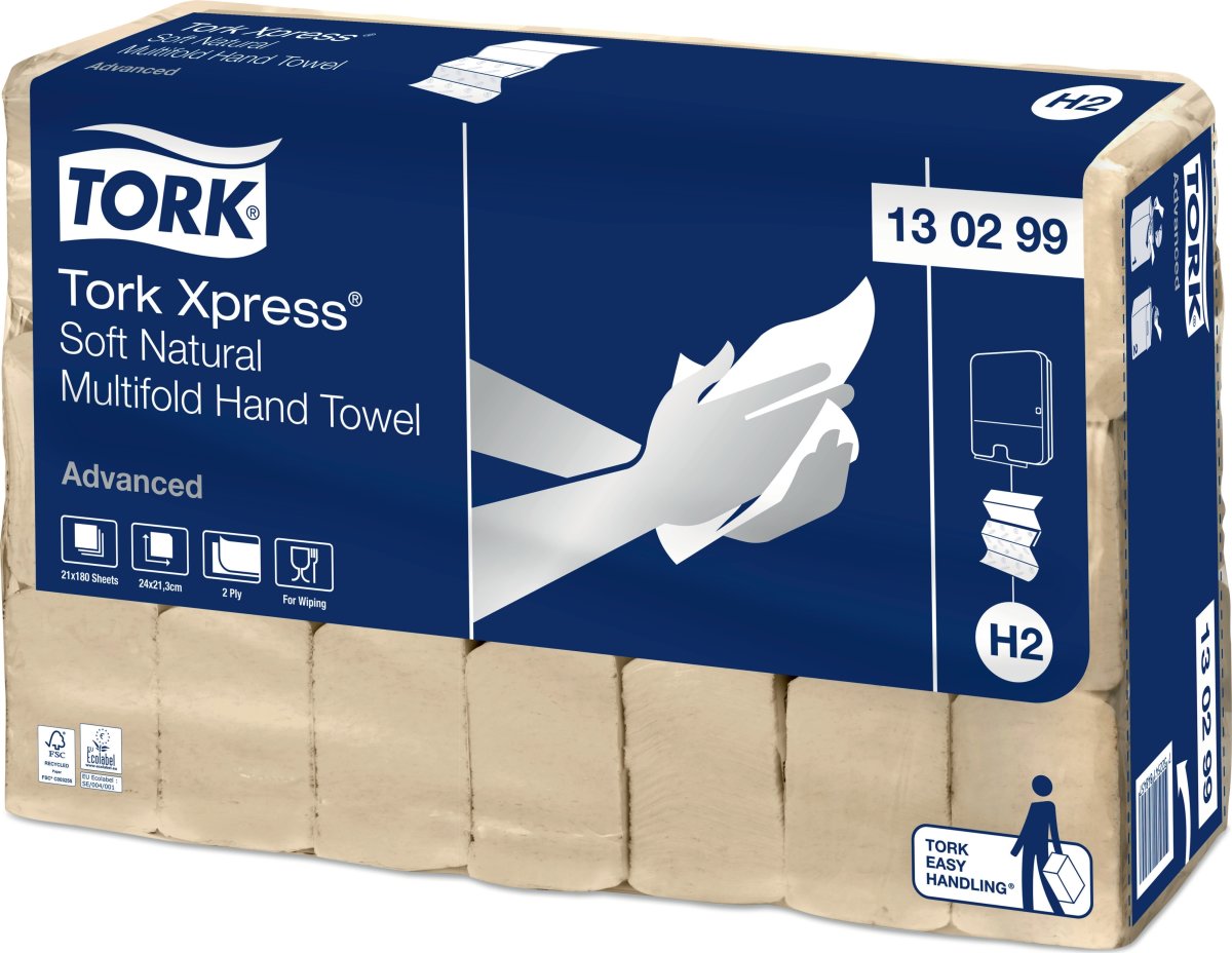 Tork H2 Xpress Soft Håndklædeark, Natur, 21 pk