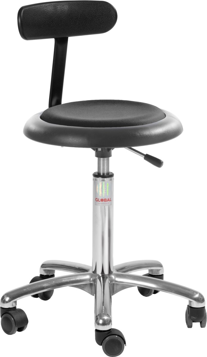 Micro Stol, Sort, Kunstlæder, 47-66cm, Pol. Ryglæn
