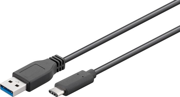 MicroConnect USB-C til USB-A kabel, 1m, sort