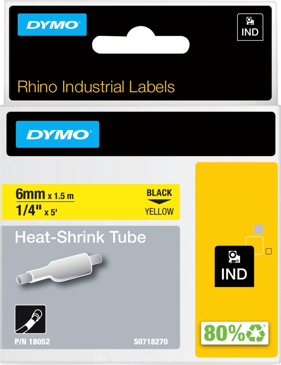 Dymo Rhinopro, 6 mm, krympeflex tape, gul