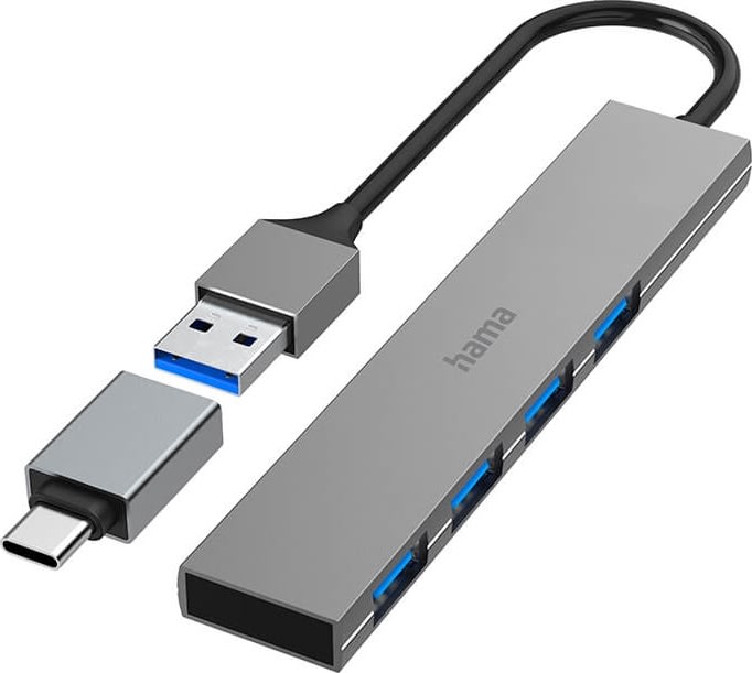 HAMA 3.2 USB-A Hub 4x Porte m/ USB-C Adapter