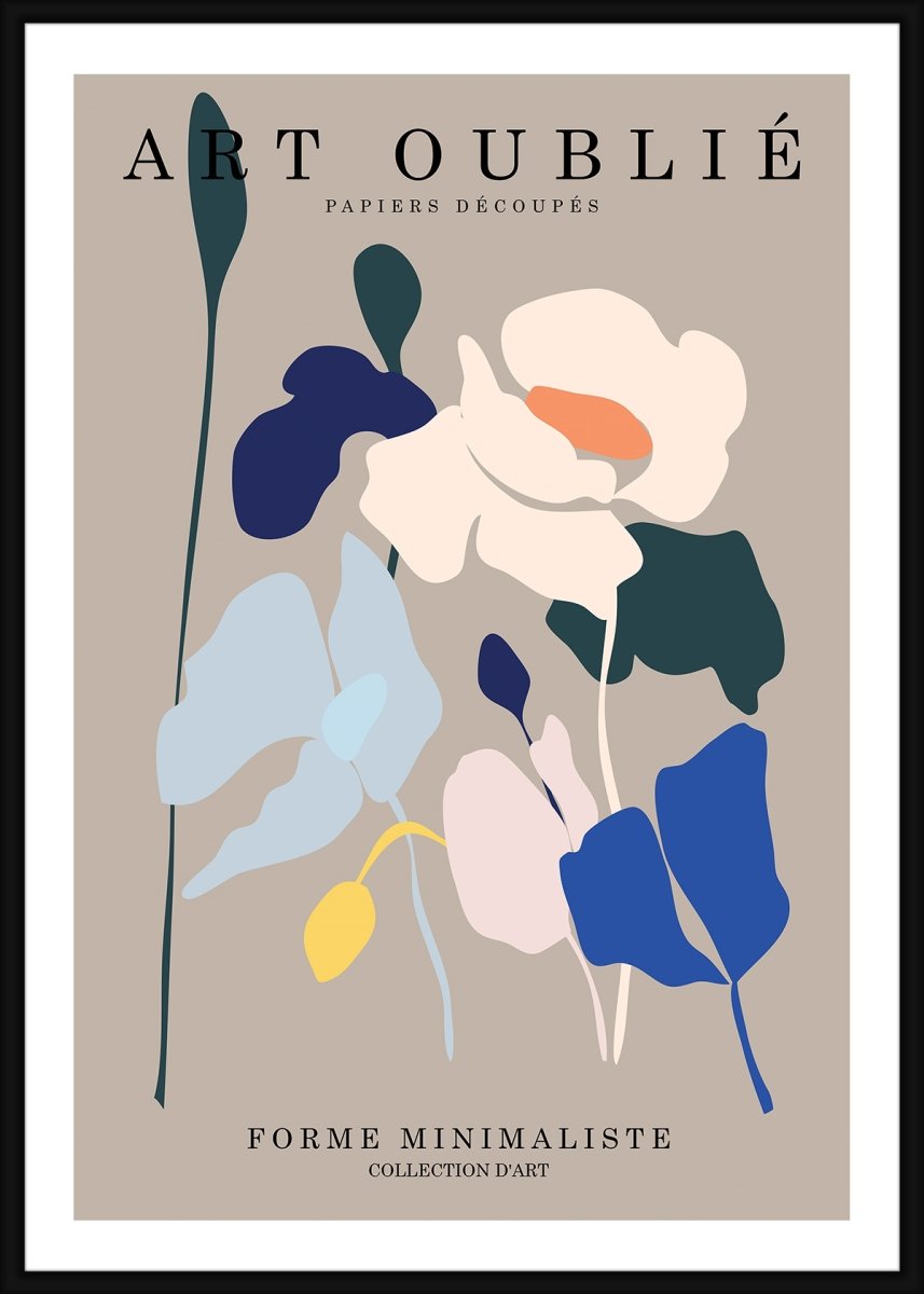 Plakat Flowers I, sort ramme, 30x40 cm