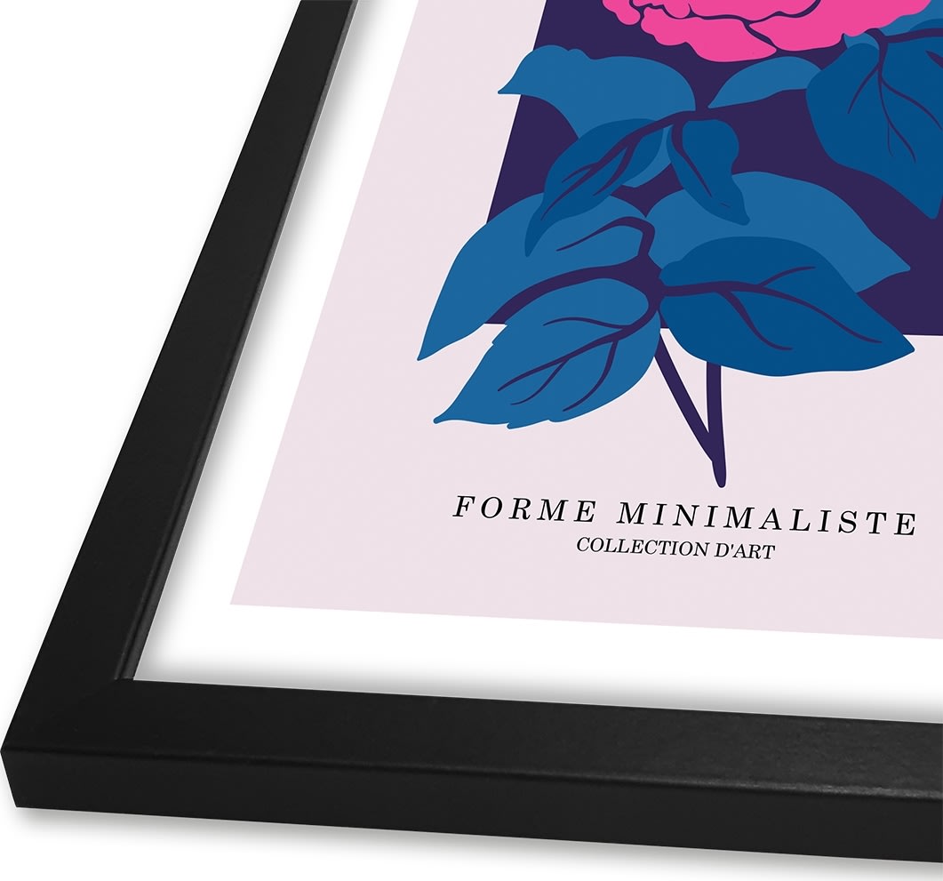 Plakat Art Oublié-Pink Flower, sort ramme, 50x70cm