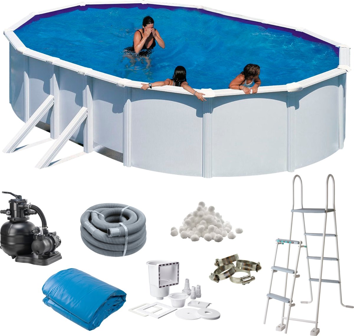 Pool Basic, 730x375x120 cm, hvid, 25.323L