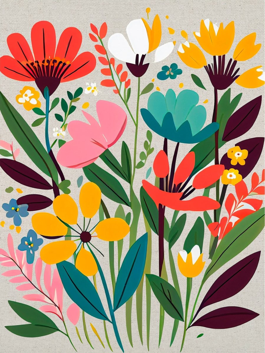 Billede Colorful Flowers, lærred, 60x80 cm