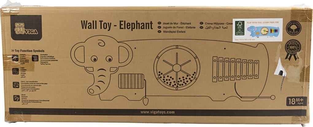 VIGA Stor aktivitetstavle med xylofon, Elefant