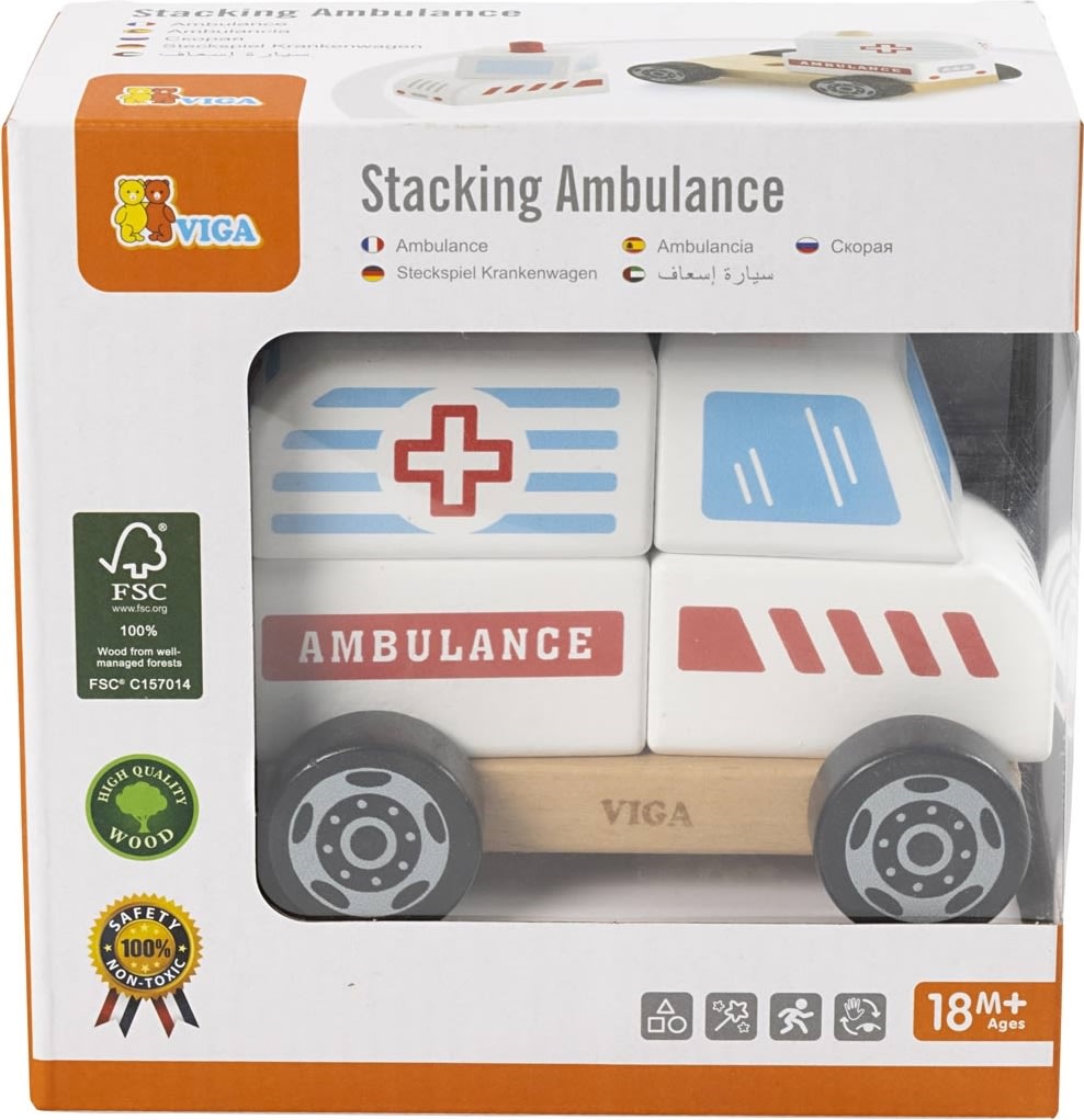 VIGA Ambulance i træ med stableklodser