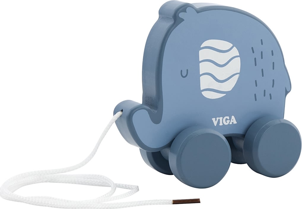 VIGA Træk-elefant i træ, blå