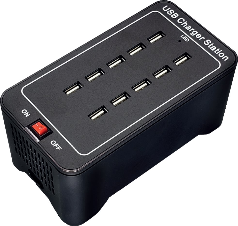 Securit LED Multioplader – med 10 USB porte