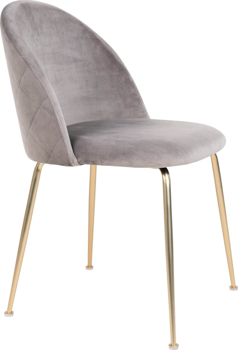 Geneve Kantinestol, velour grå/messing look ben