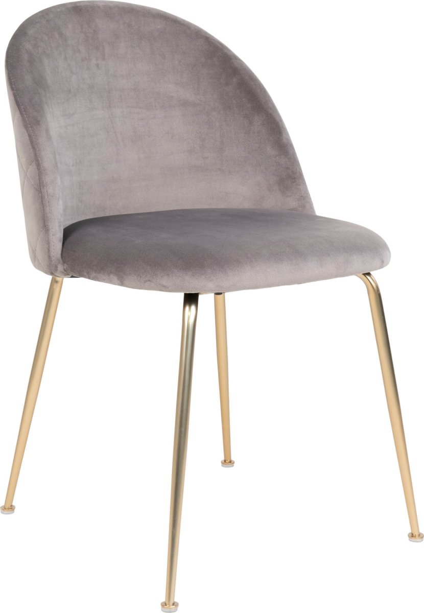 Geneve Kantinestol, velour grå/messing look ben