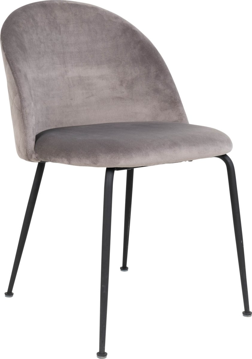 Geneve Spisebordsstol, velour, grå m. sorte ben