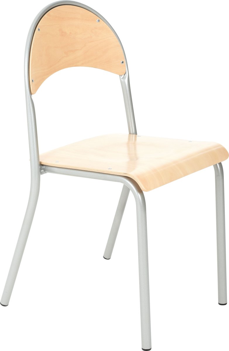 De luxe stabelstol i lys bøg 25 mm alufarvet stel