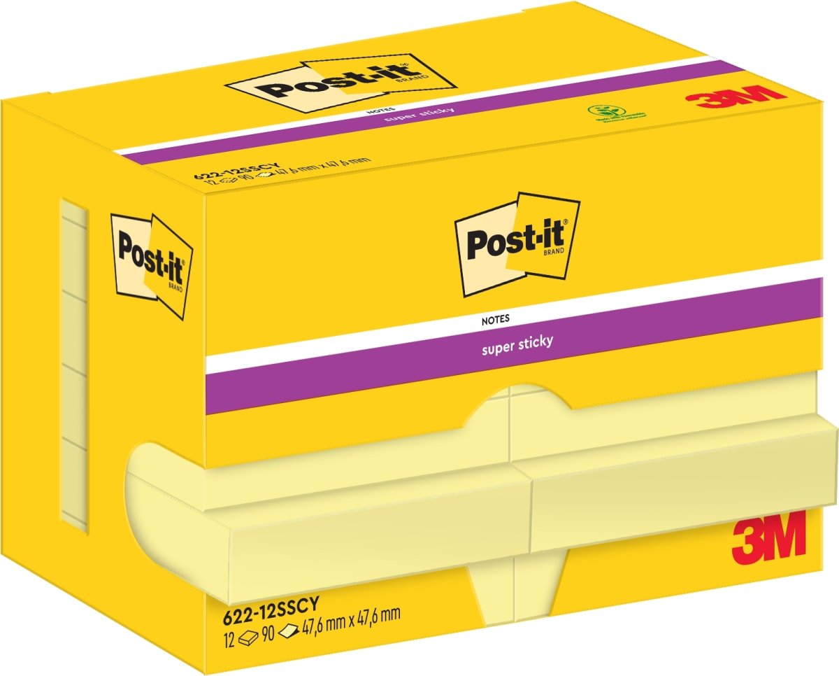 Post-it Super Sticky Notes | 47x47 mm | Gul
