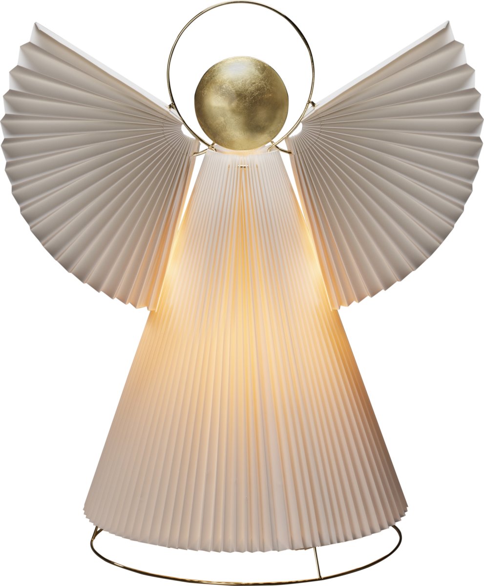 Dekorations Engel med Lys, papir, H54cm, hvid