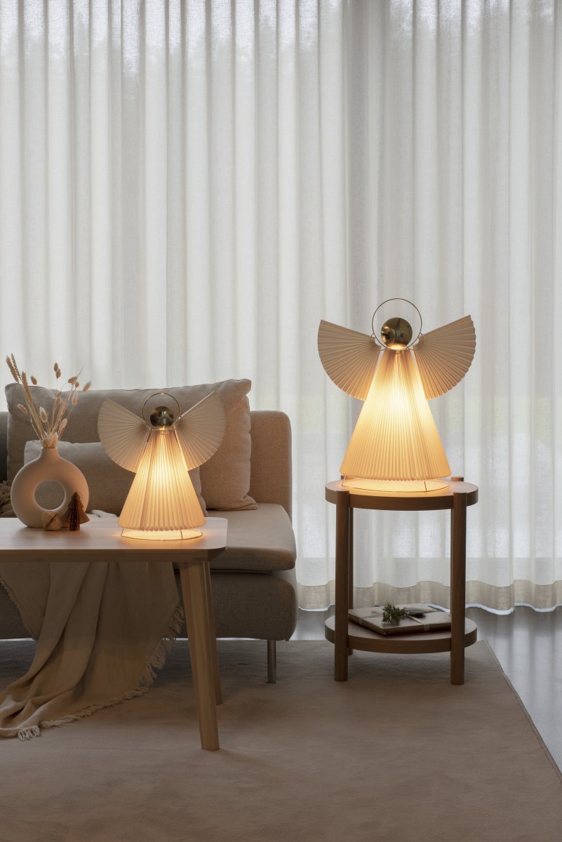 Dekorations Engel med Lys, papir, H36cm, hvid