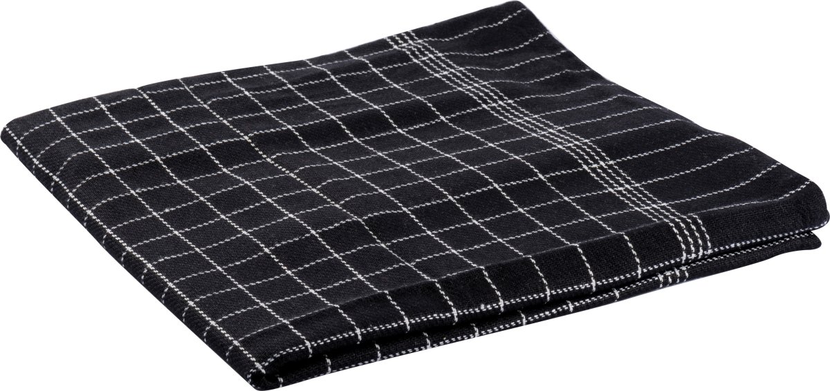 Viskestykke 50 x 70 cm, sort m/hvide tern, 3-pak