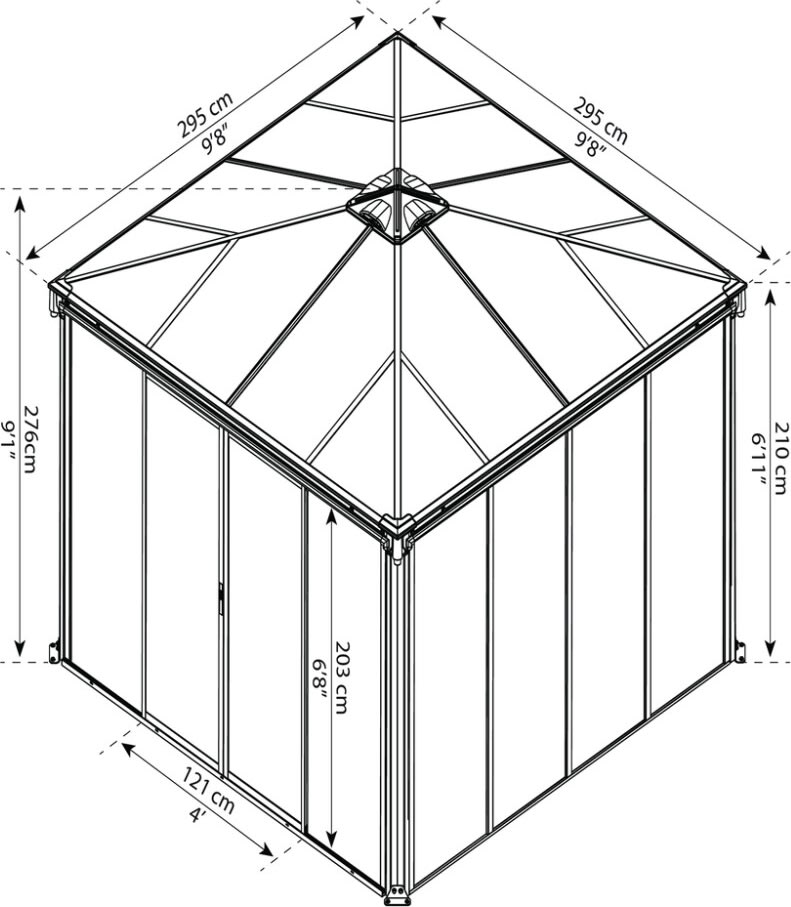 Palram - Canopia Palermo pavillon 3000 lukkesystem