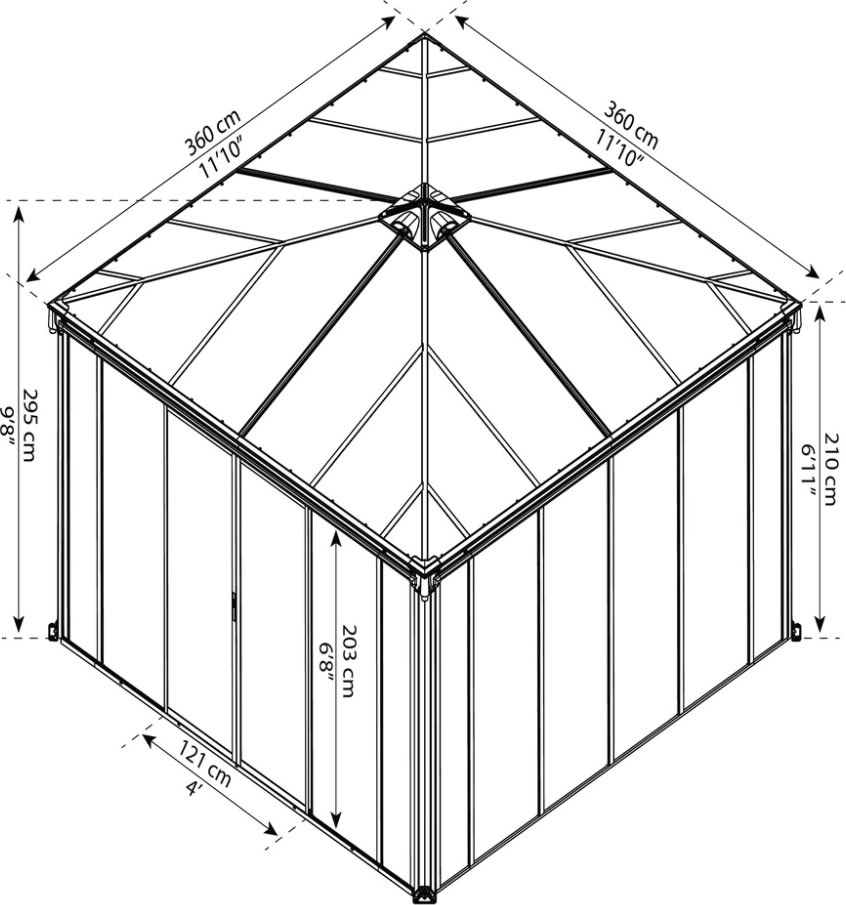 Palram - Canopia Palermo pavillon 3600 lukkesystem