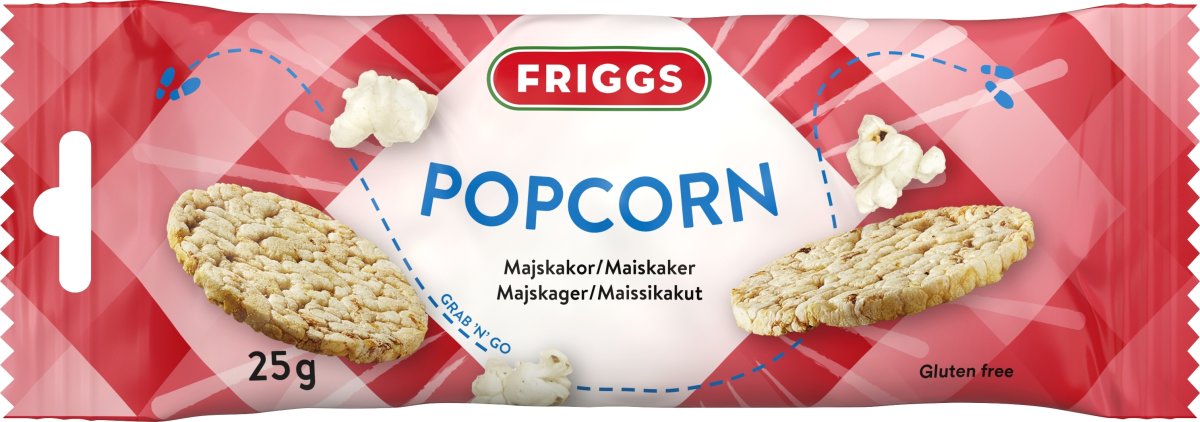 Friggs Majskiks snackpack popcorn, glutenfri, 25 g