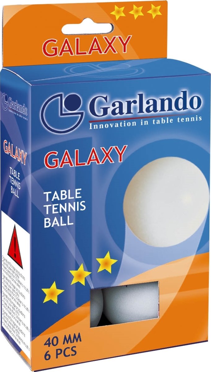 Garlando Galaxy Bordtennisbolde, 3-stjernet, 6 stk