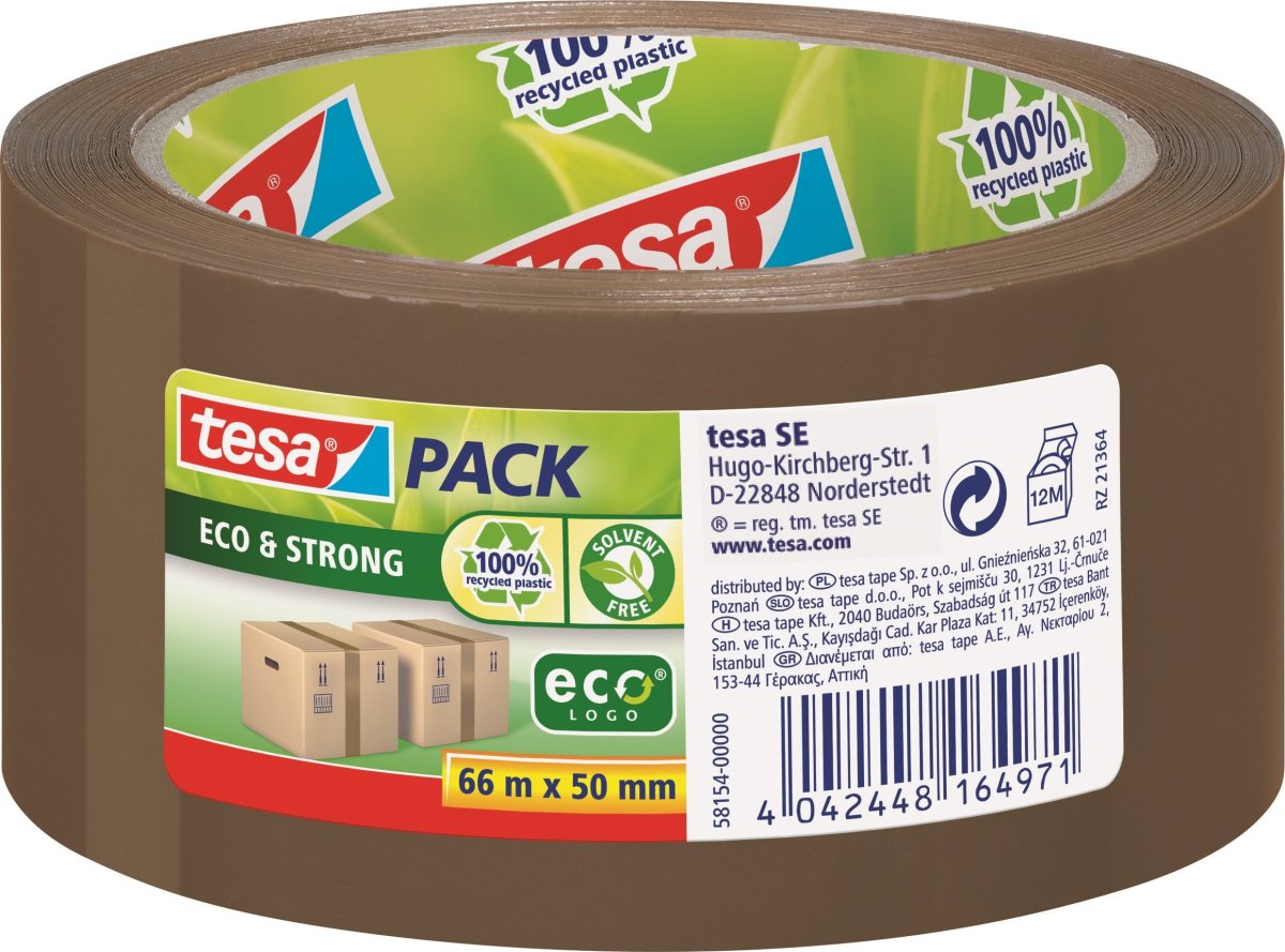 tesa ecoLogo Pakketape | S | 50mm x 50m | Brun