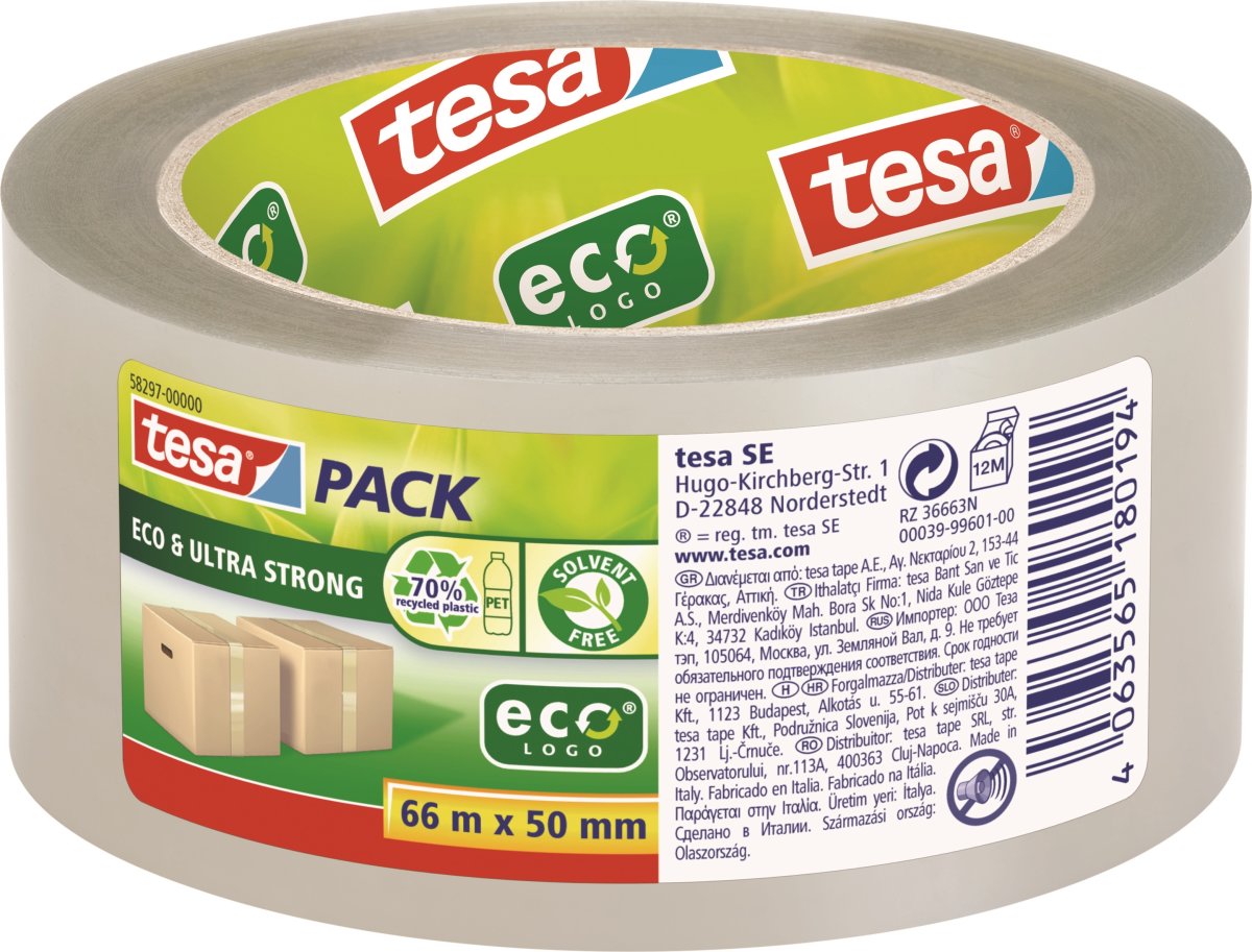 tesa ecoLogo Pakketape | US | 50mm x 66m | Klar