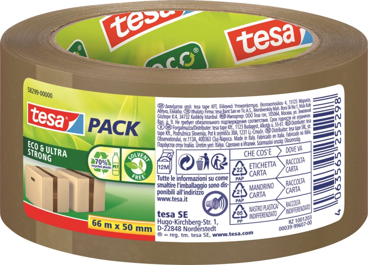 tesa ecoLogo Pakketape | US | 50mm x 66m | Brun