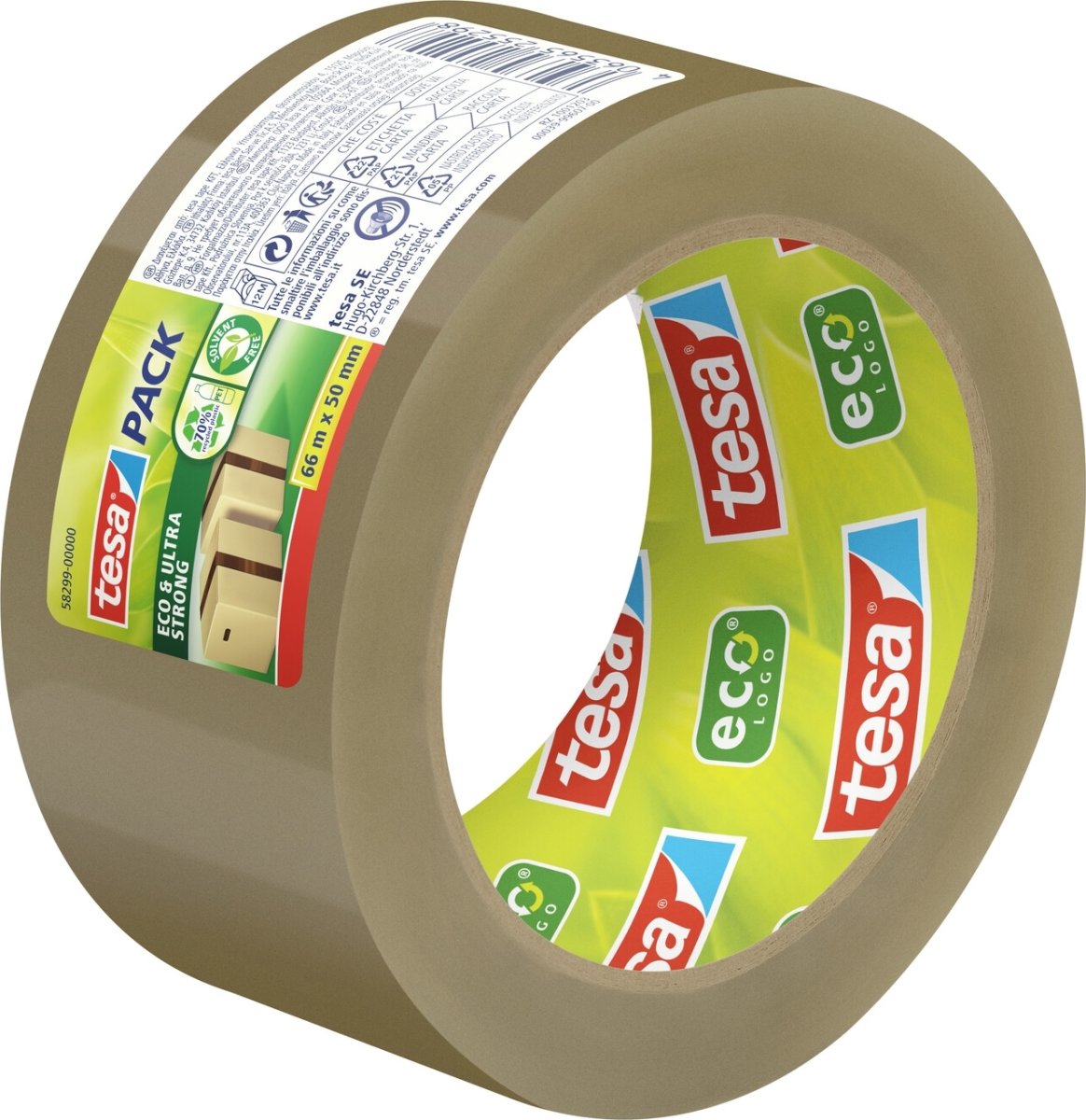 tesa ecoLogo Pakketape | US | 50mm x 66m | Brun