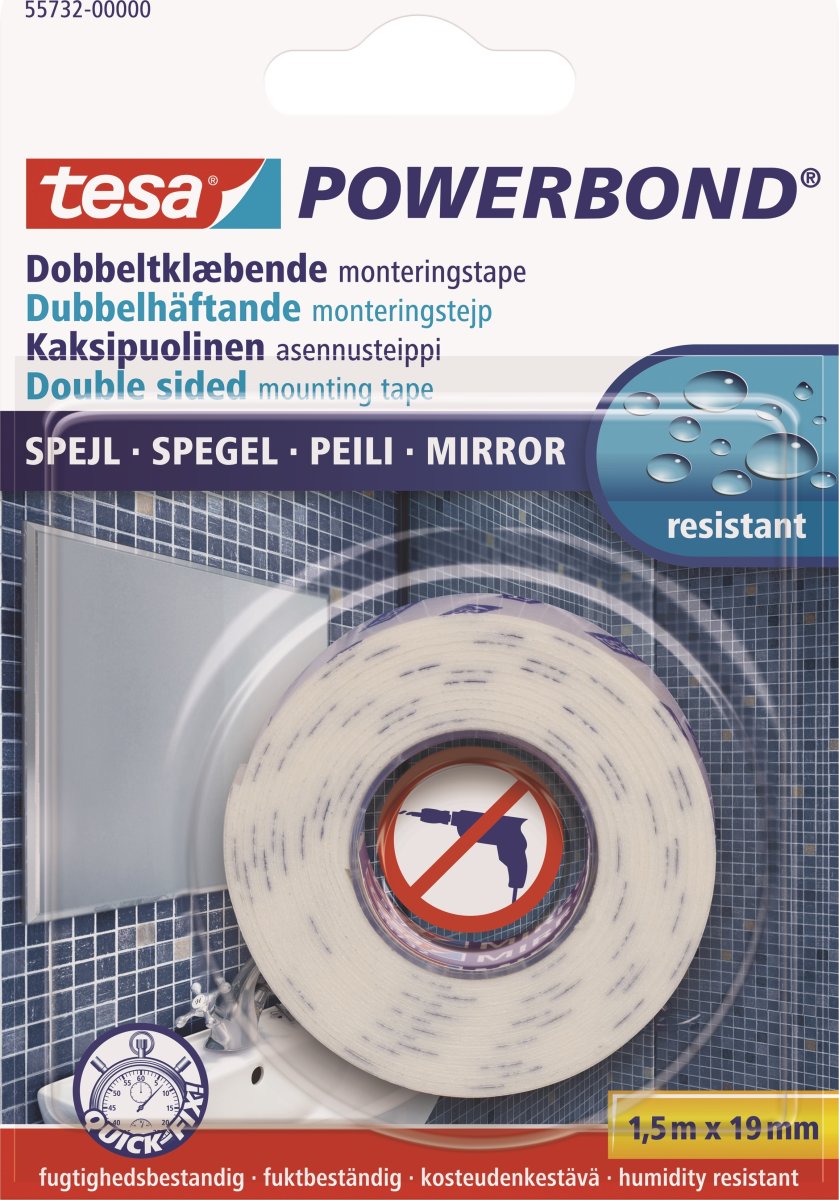 tesa Powerbond Mirror Markeringstape, 19mm x 1,5m