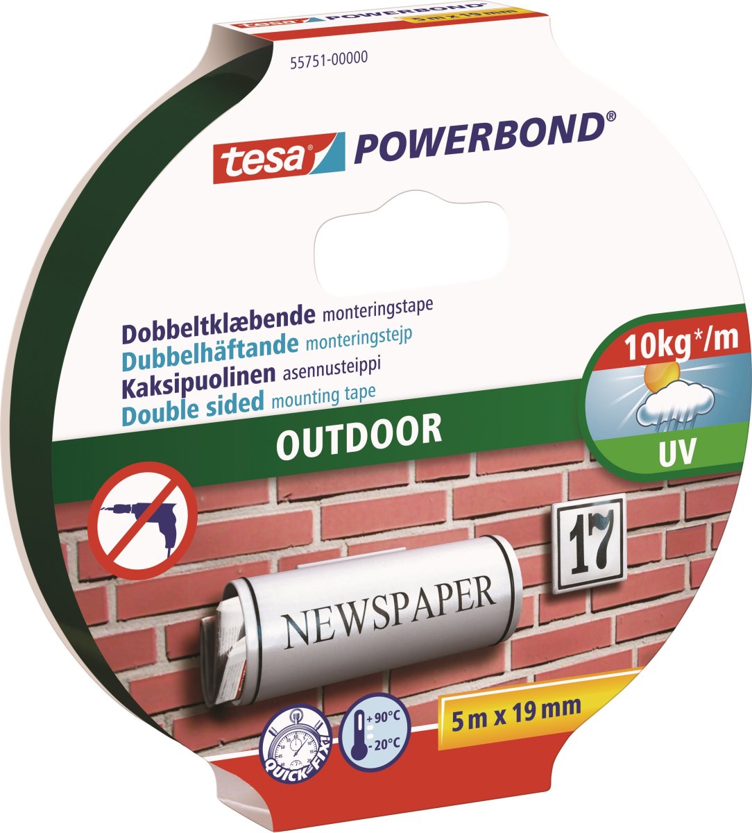 tesa Powerbond Outdoor Monteringstape, 19mm x 5m