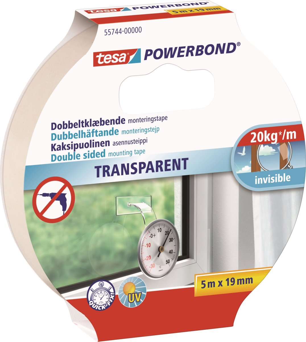 tesa Powerbond Trans. Monteringstape, 19mm x 5m