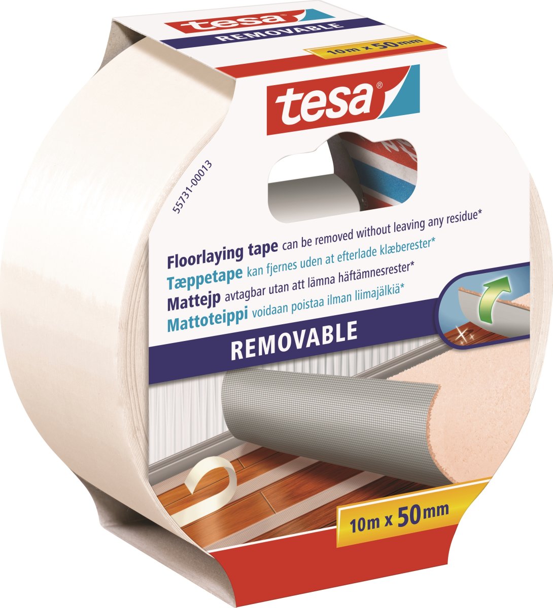 tesa Tæppetape, aftagelig, 50mm x 10m