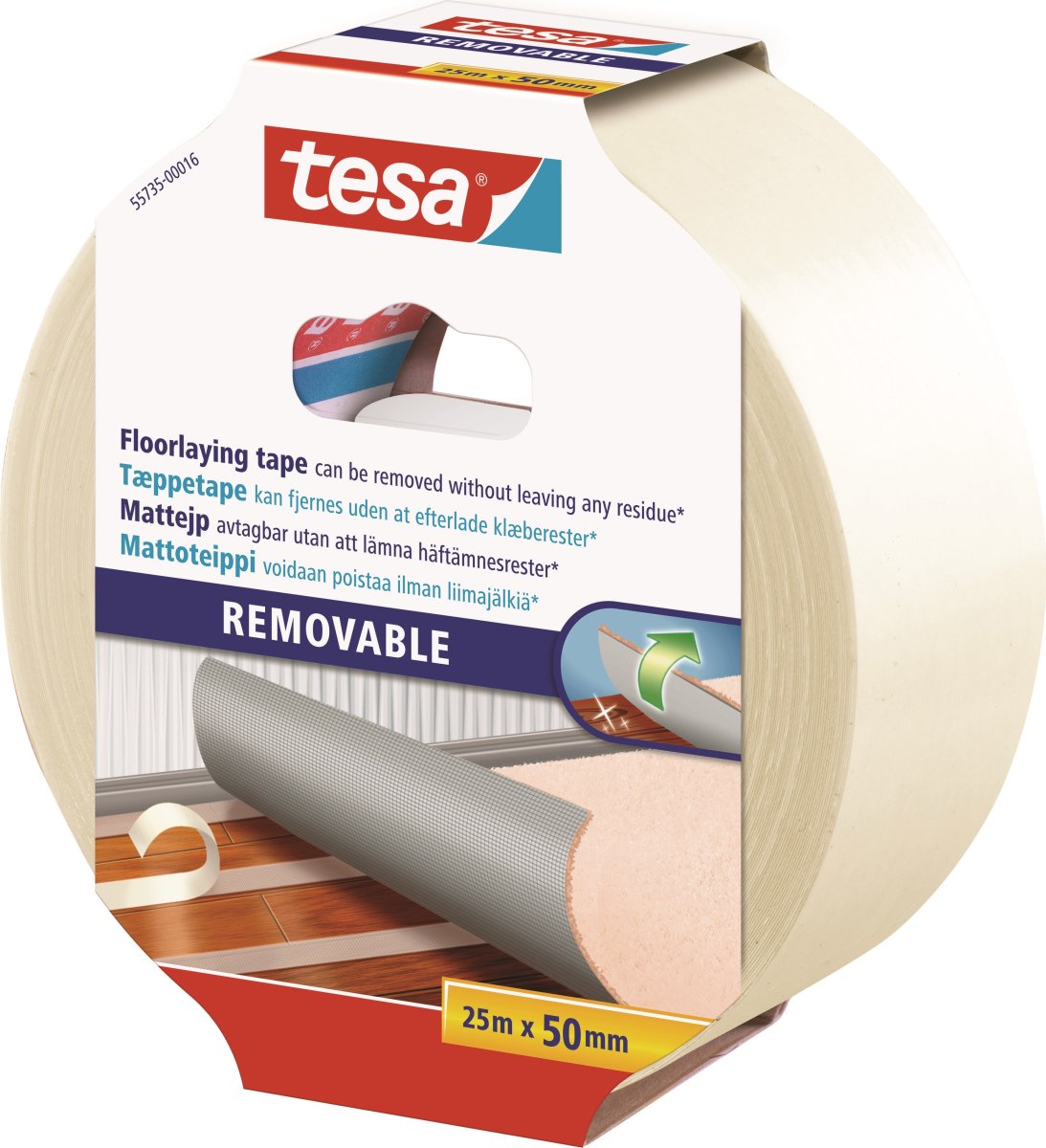 tesa Tæppetape, aftagelig, 50mm x 25m