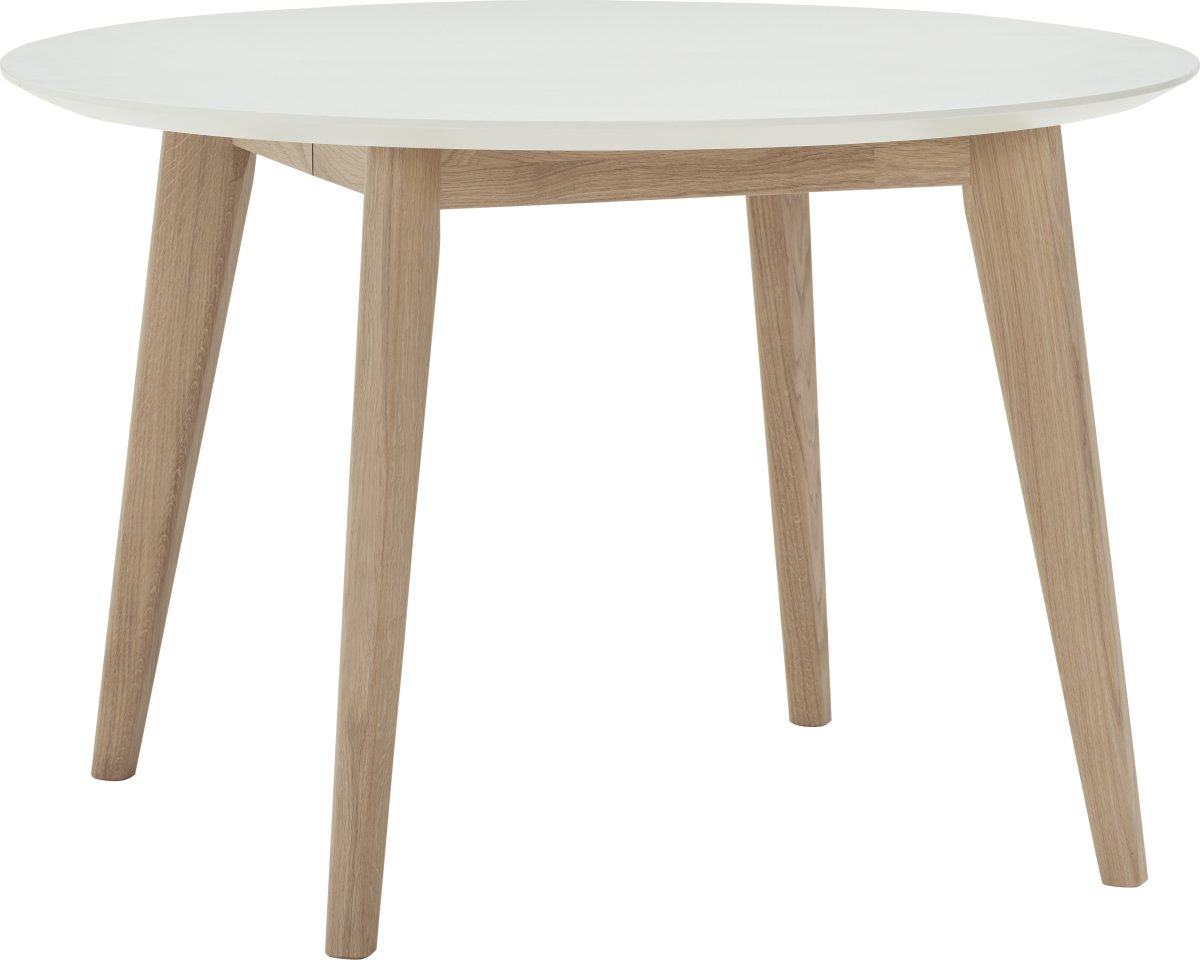 AD1 Mødebord Ø120x74 cm, hvid laminat/eg