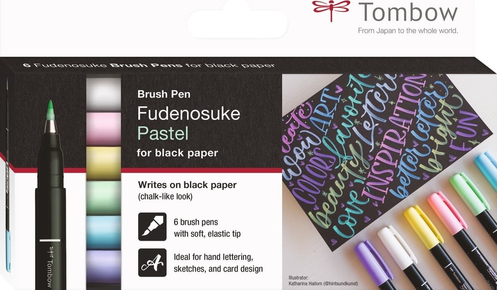 Tombow Fudenosuke Penne | Soft pastel | 6 stk.